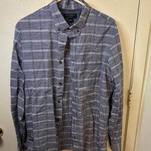 Banana Republic Blue and White Windowpane Plaid Button-Down Shirt